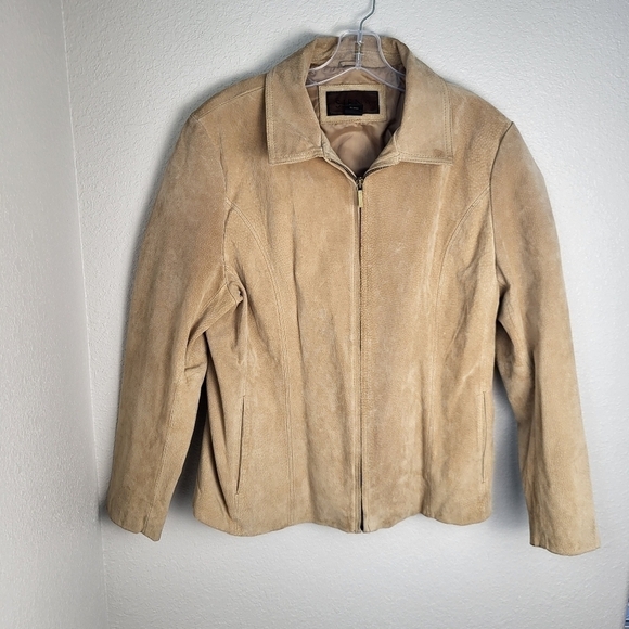 Viena Jackets & Blazers - Siena Suede Leather Tan Biker Style Zip Up Jacket Women's Size XL